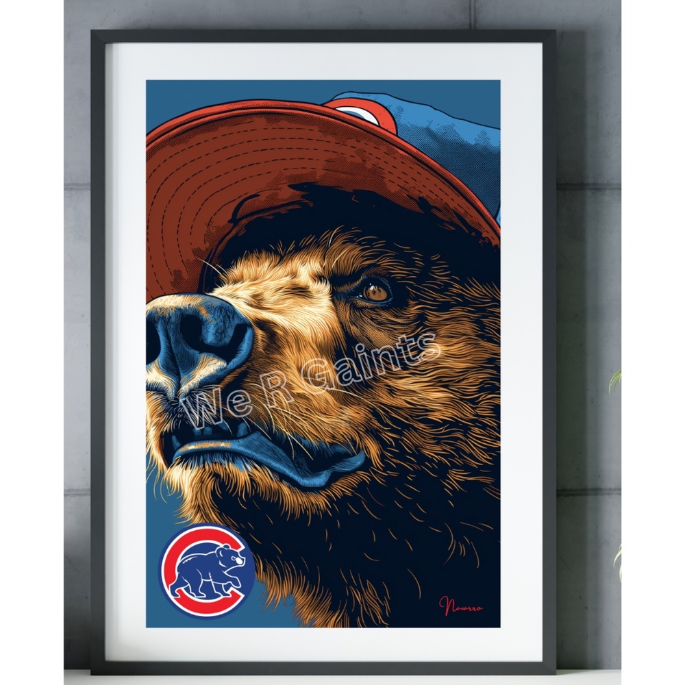 Chicago Cubs Poster Framed 11x17 Chicago Logo Print Cubs Memorabilia